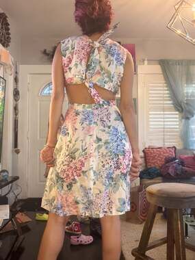 Ephemera Floral Cutout Back Sleeveless Midi Dress